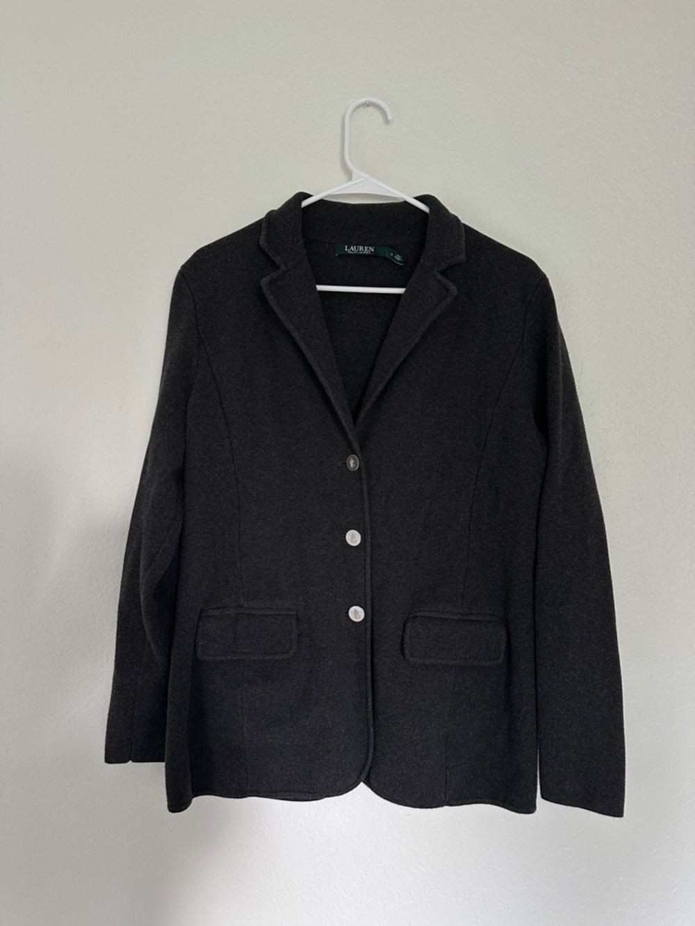 Lauren Ralph Lauren Grey Women's Wool Blend Blazer L